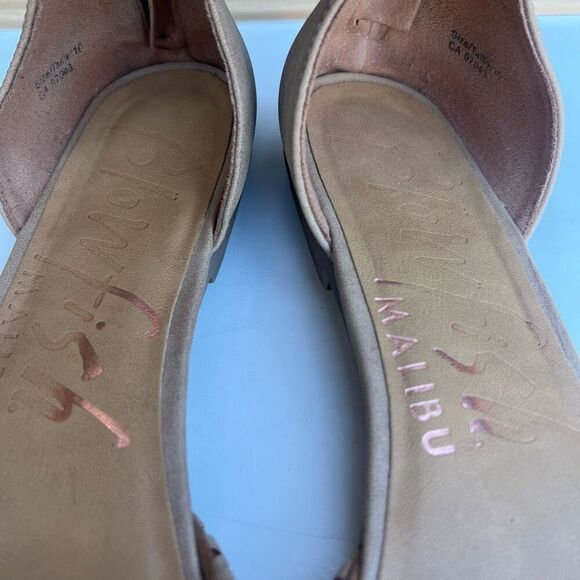 Blowfish Malibu Flats Sandal Womens Size 10 Tan Back Zip Closure Boho Laser Cut - Picture 7 of 9